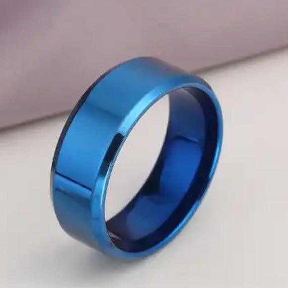 Blue Stainless-Steel Ring - Picture 1 of 2